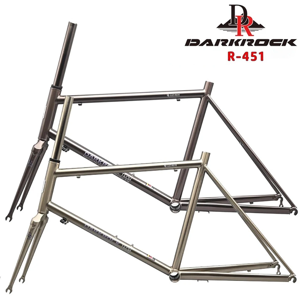 

22'' DARKROCK DR-451 Mini Velo Road Highway Frameset Reynolds 520 SteelsClassicCr-Mo Silver Frame Bicycle Parts