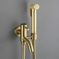 Wall Mounted Toilet Bidet Faucet Sprayer With Single Cold Faucet Set  Chrome,Brushed Gold,Grey,Black