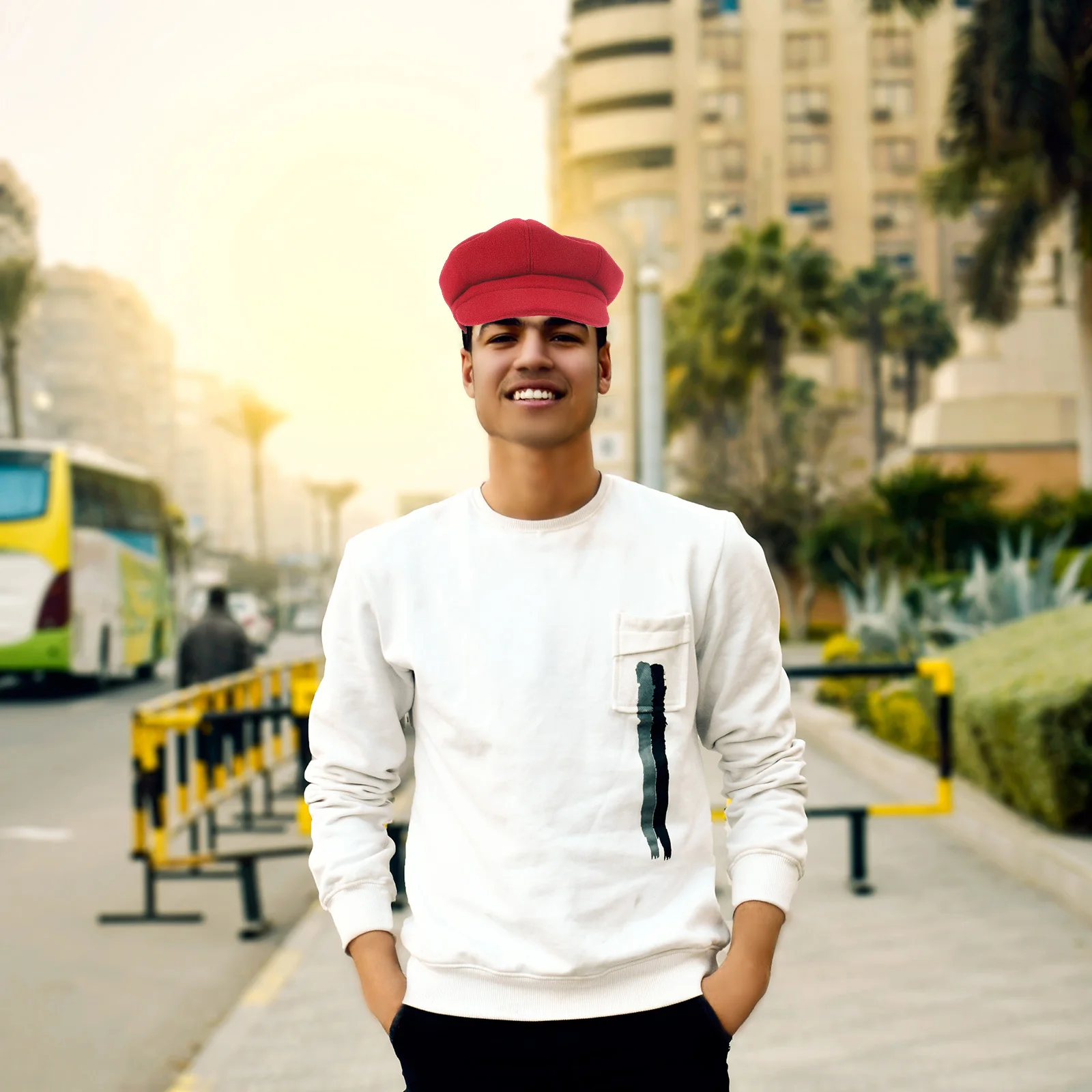 

1pc Woolen Octagonal Beret Warm Lightweight Stylish Winter Headwear For Women Girls Family Friends Yellow