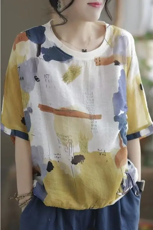 

Fashionable Loose Summer Retro Thin Short-sleeved T-shirt
