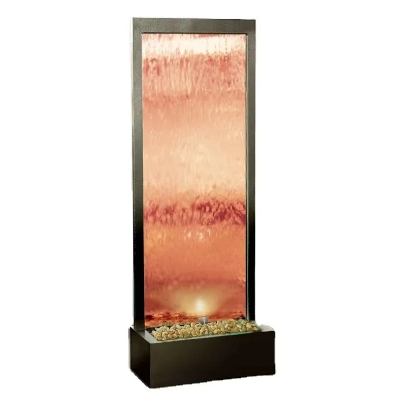 

Indoor Outdoor Garden Ornament Rain Curtain with Emitting Diode Light Mirror Wall Glass Waterfall