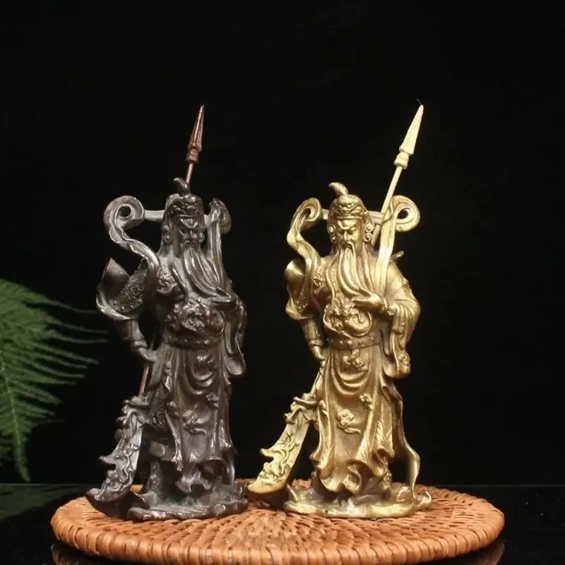 Small Guan Gong figurine home, living room, office, metal craft decorative ornament, suitable as a gift for business opening