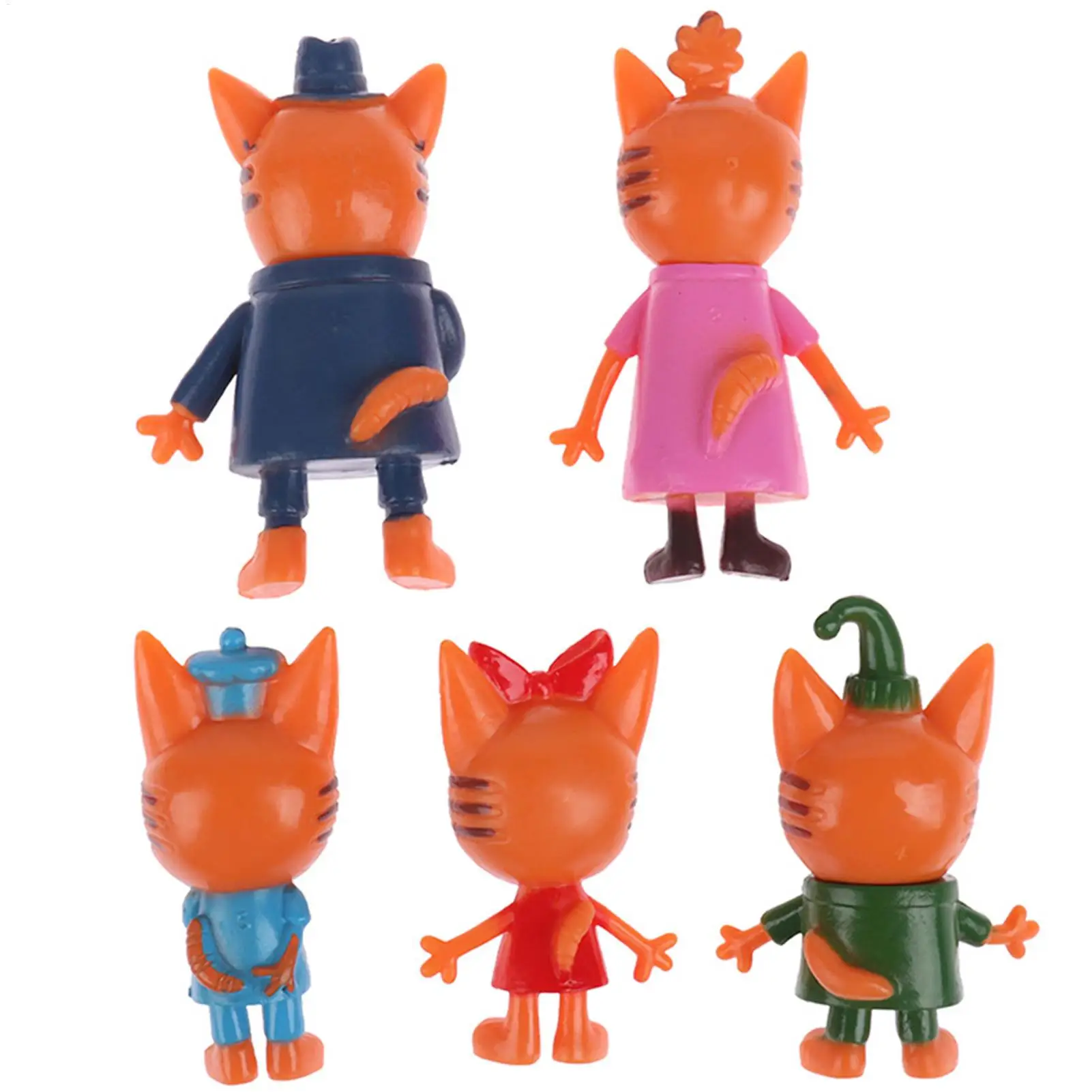 5pcs/bag 6-8cm Russian Cartoon Anime Kid-e-cats Action Figure Cake Figurine Baking Decor Three Little Kittens Model Cat Kids Toy