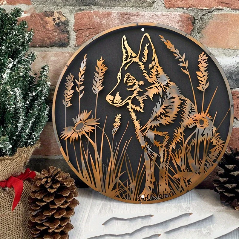 Elegant German Shepherd in The Wild -  Round Aluminum Wall Art | Uv & Scratch Resistant, Outdoor/Indoor Decor 8in & 11.8in 1pc