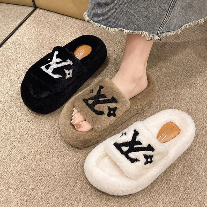 

Новые популярные женские тапочки, вечерние плюшевые летние новые бестселлеры, пушистая домашняя обувь, меховые шлепанцы, женские шлепанцы, меховая обувь