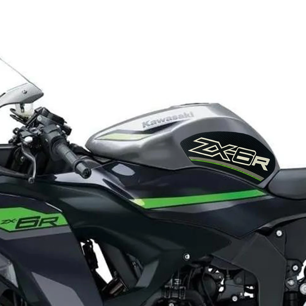 オートバイ用滑り止め燃料タンクパッド,3Dサイドガスパッド,カワサキニンジャzx6r ZX-6R, 2024用ニーグリップ付きトラクションパッド