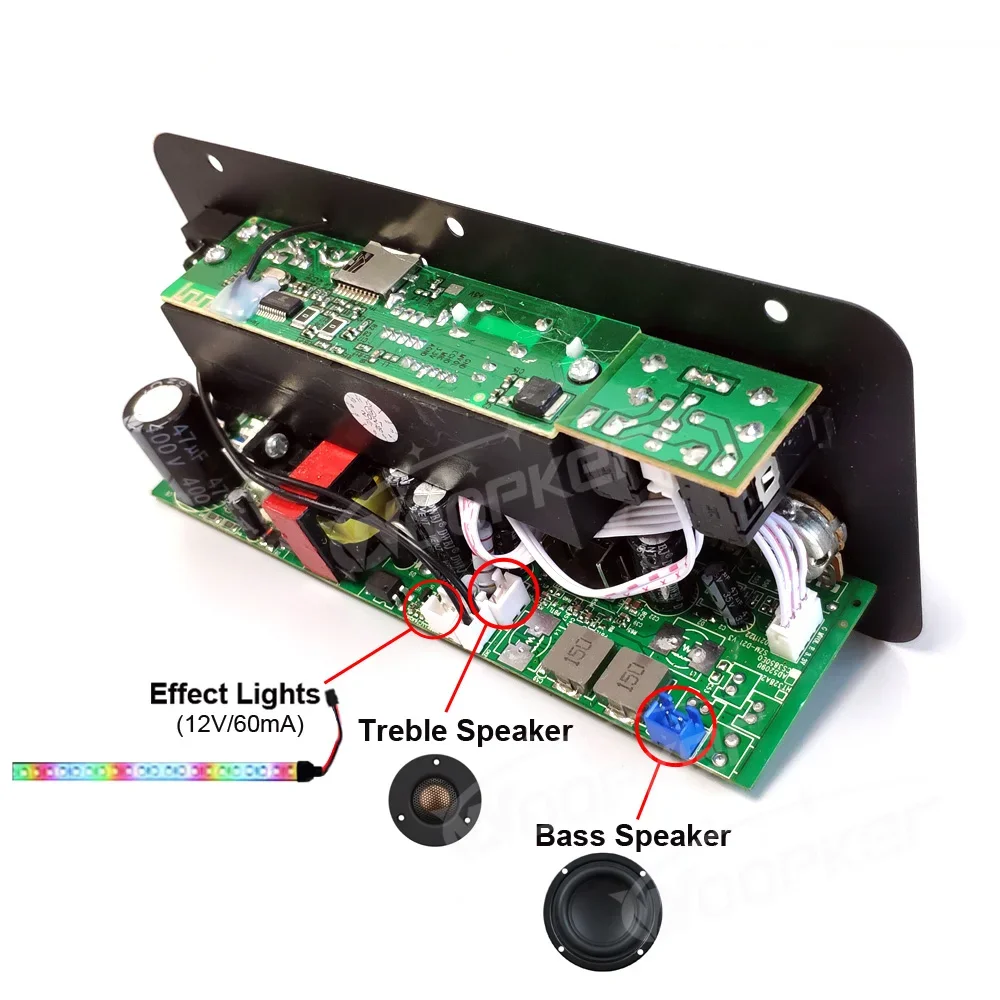 WOOPKER D20 블루투스 앰프 보드, Hifi 서브우퍼 앰프 모듈, 듀얼 마이크 지지대, USB FM TF, DIY 가정용, 60-200W