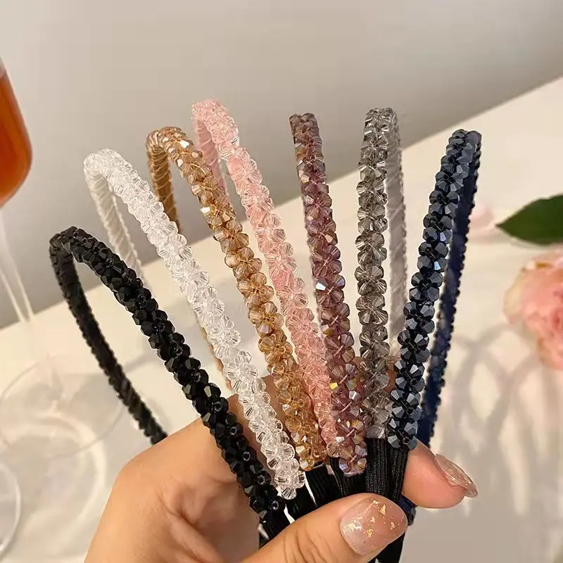 Fashion Girls Hair Accessories Crystal Hair Band Hair Hoop for Women Rhinestone Bezel Headwear Thin Headband Chic Hairbands