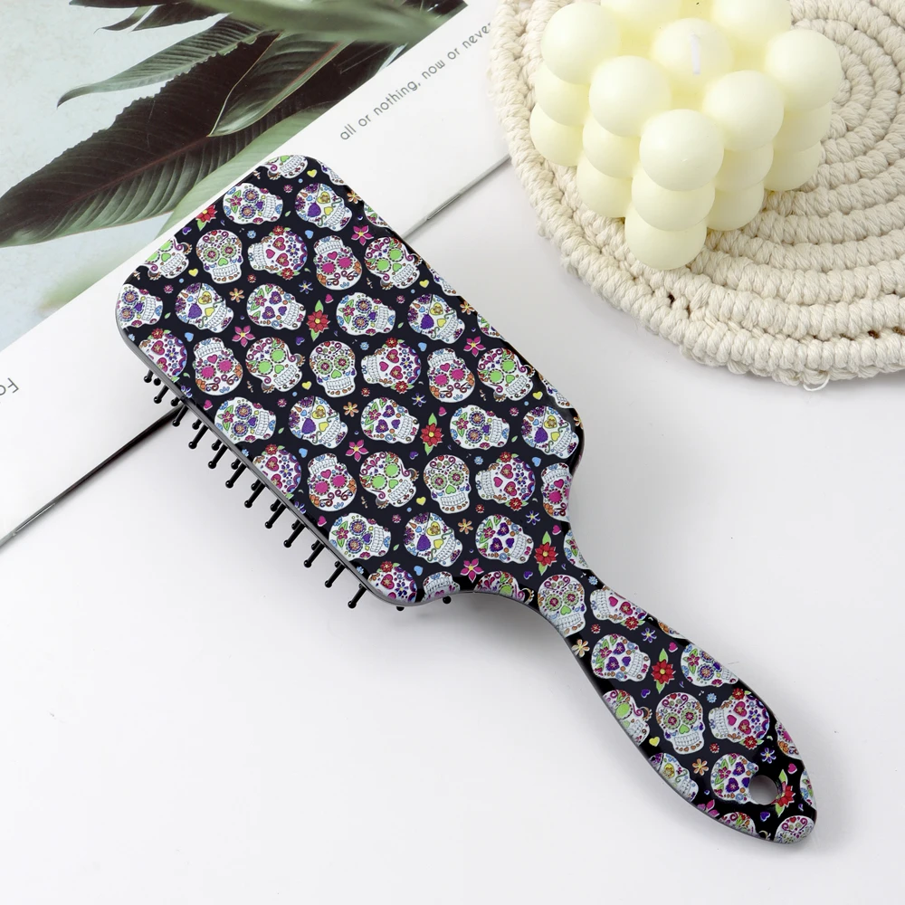 Anti-Static Flower Skull Pattern Hair Brush with Air Cushion, Suitable for Dry Or Wet Hair