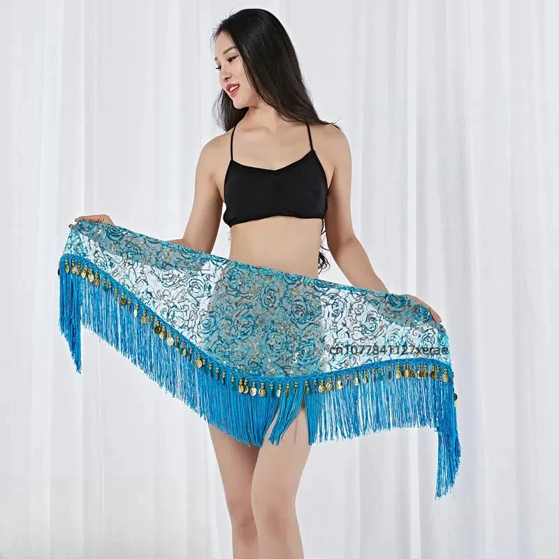 Bauchketten-Tailleketten mit Quasten, Pailletten und goldenen Münzen für Damen, Hüfttuch, orientalisches Tanzkostüm für Aufführungen und Übungen, Tanzaccessoires. – Detail 7