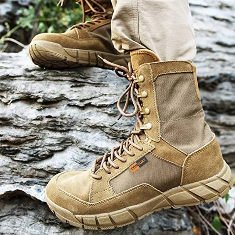 

High Quality Outdoor Men's Hiking Shoes Desert High Tactical Boots Men's Soldier Combat Boots