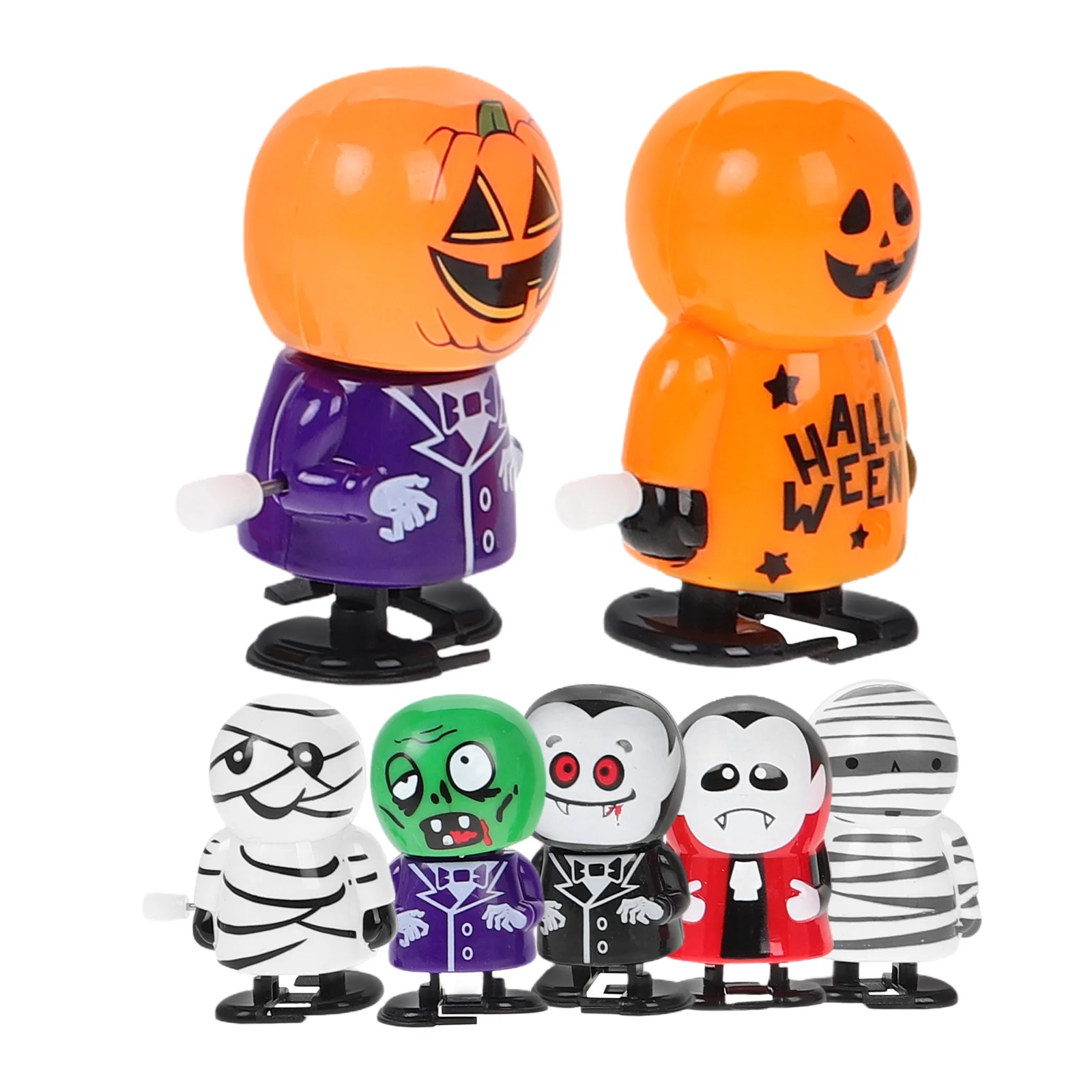 

7 Pcs Halloween Wind-up Toys Horror Cartoon Design Unique for Festival Plaything Plastic Shaped Walking