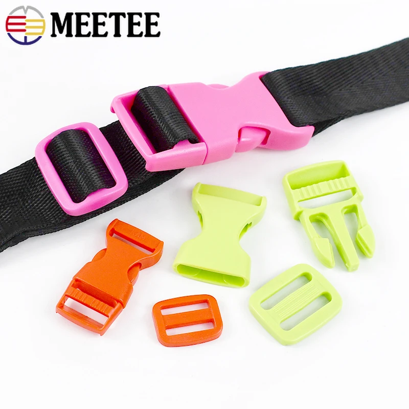 2/5/10Sets 15/20/25mm Plastic Release Buckle Tri-Glide Slider Combination Bag Strap Webbing Adjuster Hook DIY Sewing Accessories