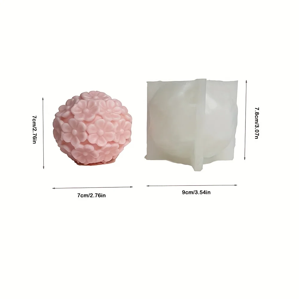 Molde de Silicone em Forma de Flor de Margarida 3D, Vela de Sabão Esférica DIY, Artesanato em Gesso