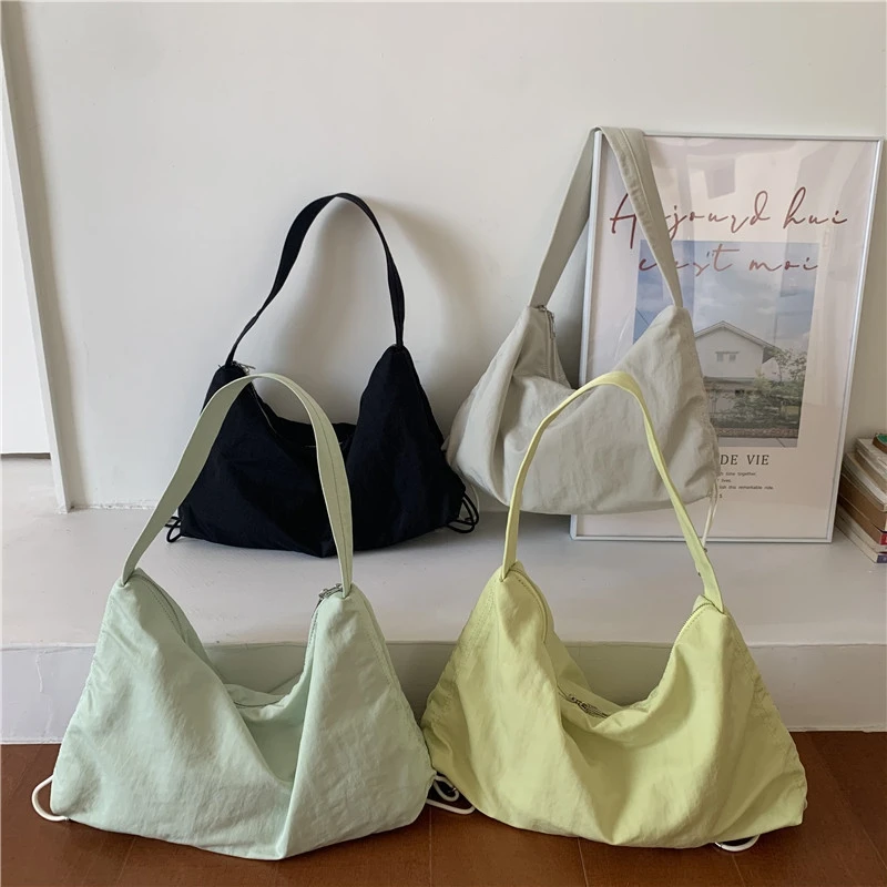 

Women Nylon Drawstring Shoulder Bags Large Capacity Canvas Tote Handbag Female Casual Travel Purse Sport Gym Shopping School Bag