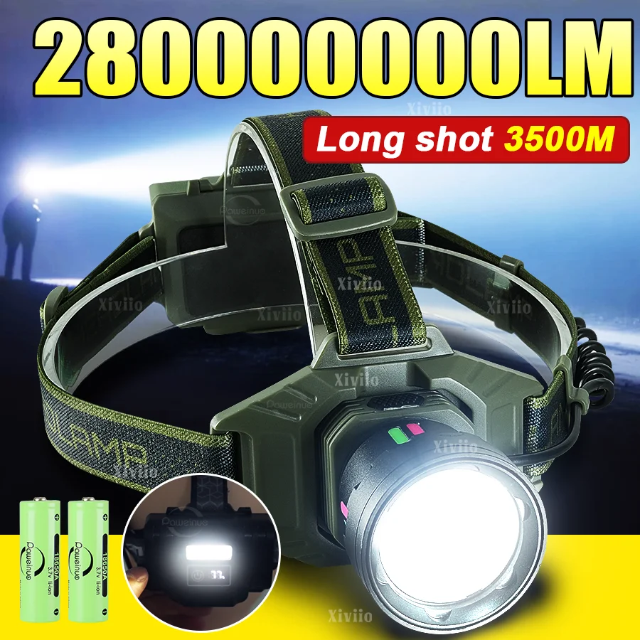 

Самая мощная светодиодная фара 28000000LM Ультра яркий перезаряжаемый светодиодный налобный фонарь дальнего действия 3500 м фонарь аккумуляторный Налобный фонарик 18650 Налобный фонарь Фонарь для кемпинга рыбалки охоты