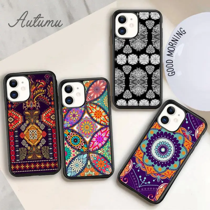 Funda de teléfono con Mandala de adorno indio para iPhone 17 Air 15 16 11 12 13 14 Pro Max Plus coque Fundas Shell