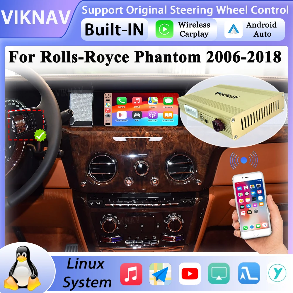 

For Rolls-Royce Phantom 2006-2018 CarPlay Android Auto Car Decoder Box MuItimedia Wireless GPS DVD PlayerLinux Interface Stereo