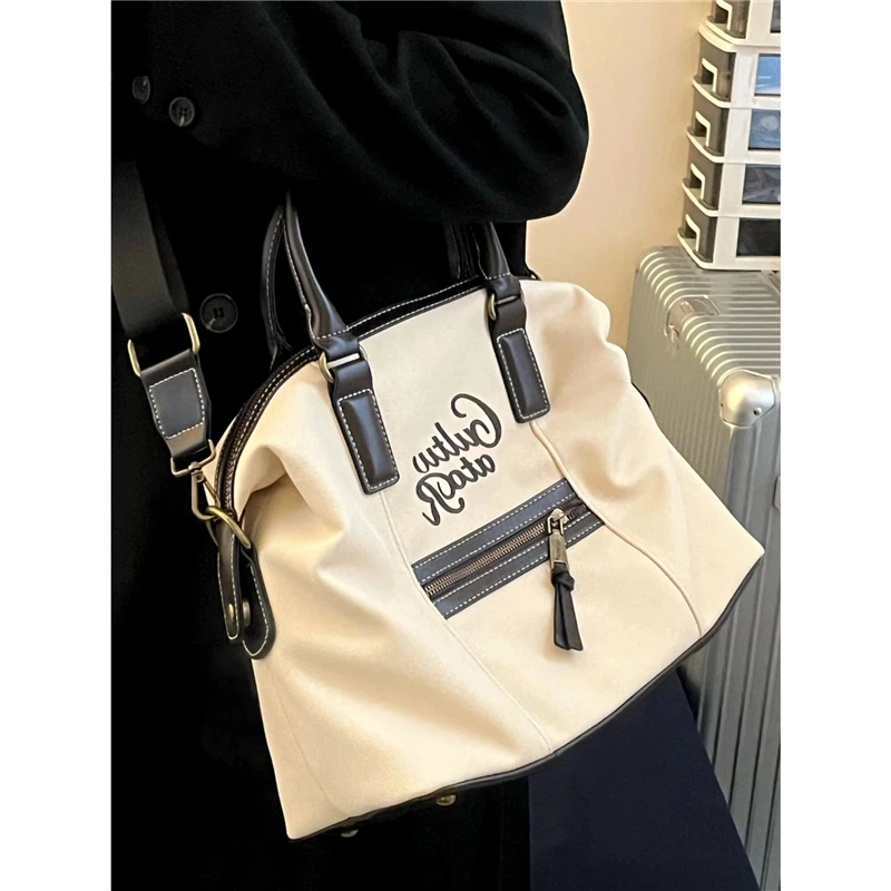 Large Capacity Female Tote Handbags Letter Print Contrast Color Travel Bags For Women 2022 New Casual Commuter Shoulder Bag