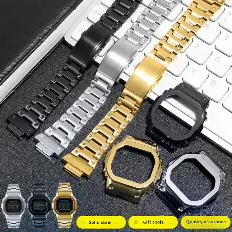 DW5600 Watch chain For Casio G-SHOCK GW-M5610 DW-5600 GW-B5600 case Men mod kit metal strap case stainless steel Solid watchband
