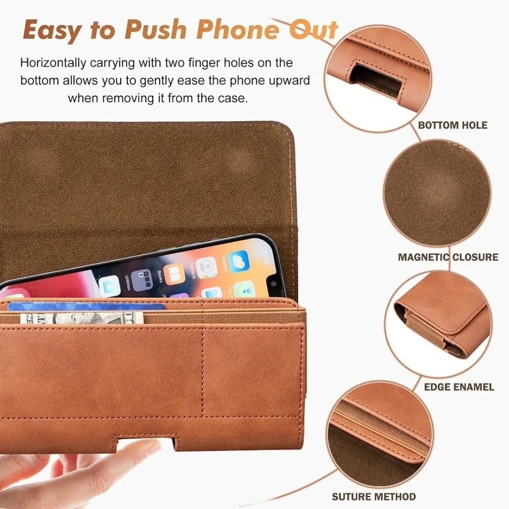 Fashion Universal Card Phone Case PU Leather Card Holder Slot Belt Waist Bag Belt Clip Design Card Bag Outdoor Travel