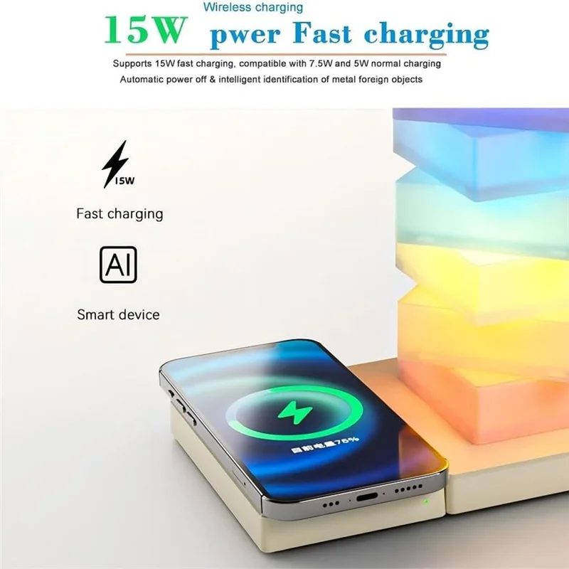 AB46-RGB Desk Lamp With Wireless Changing Touch Table Lamp For Bedside Night Light Gradient Home Atmosphere Decoration