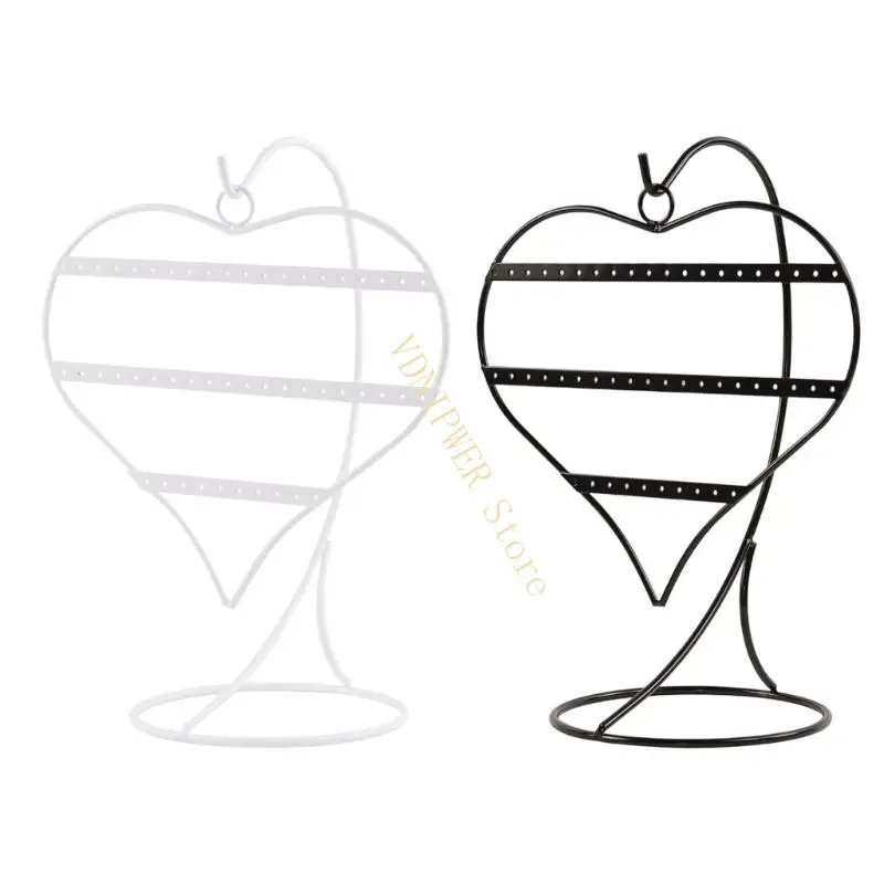 

Elegant 50 Slot Heart Earring Rack Jewelry Showcase Desktop Organizers for Ear Studs Chains Store Display Home D08E