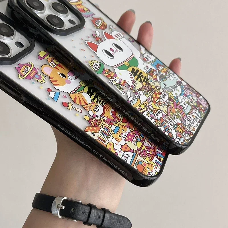 Lucky Cat Tiger 2,0 funda de teléfono acrílica para IPhone 11 12 13 14 15 16 Pro Max funda para IPhone 16 Pro Max