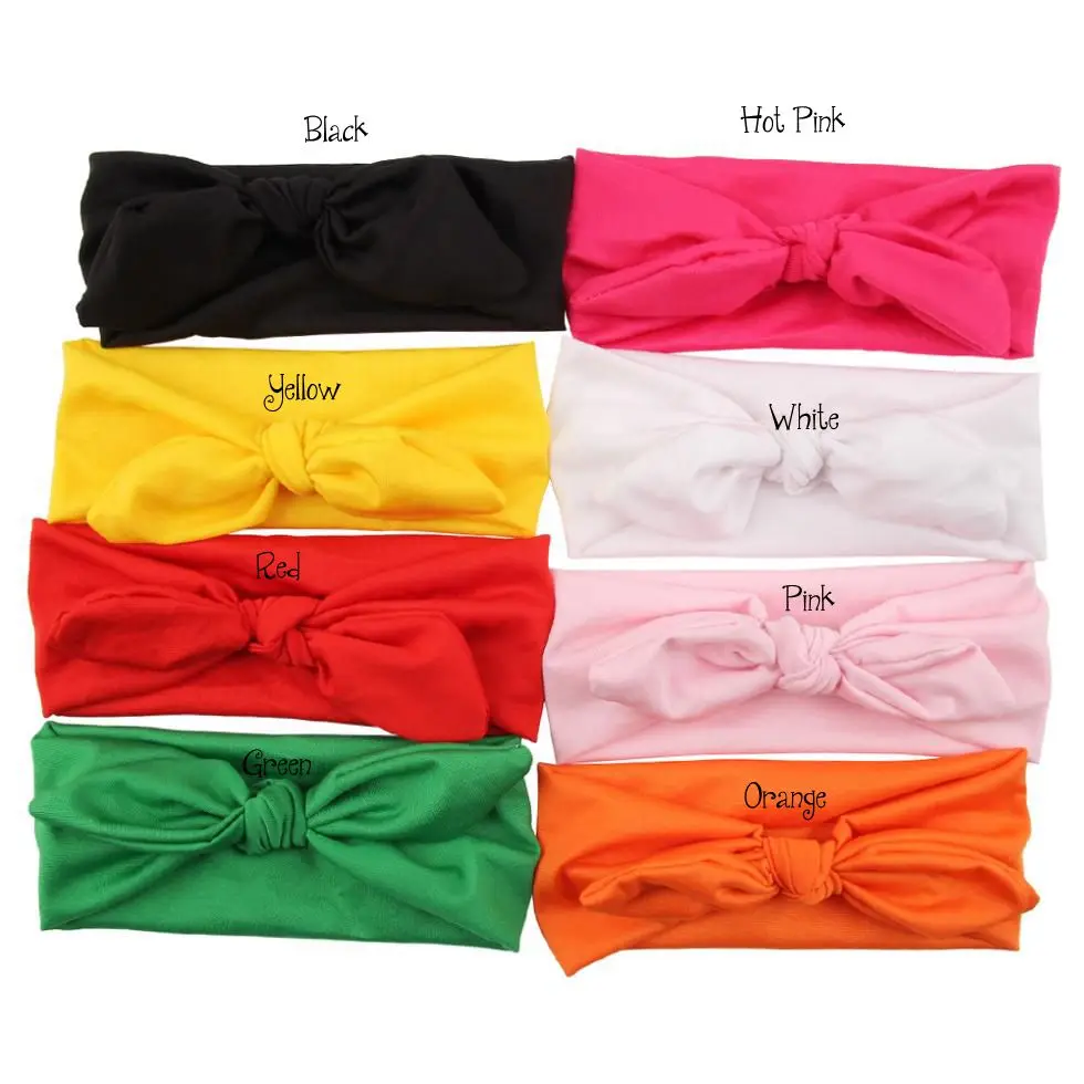 5PCS 32CM Fashion Elastic Top Knot Headband For Kids Girl Hair Wrap Bands Bunny Rabbit Ears Turban Strong Hairband Accessories