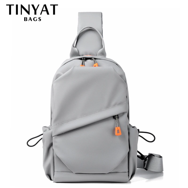 TINYAT-Bolso de pecho de gran capacidad para hombre, bandolera impermeable para teléfono, Ipad, viaje informal