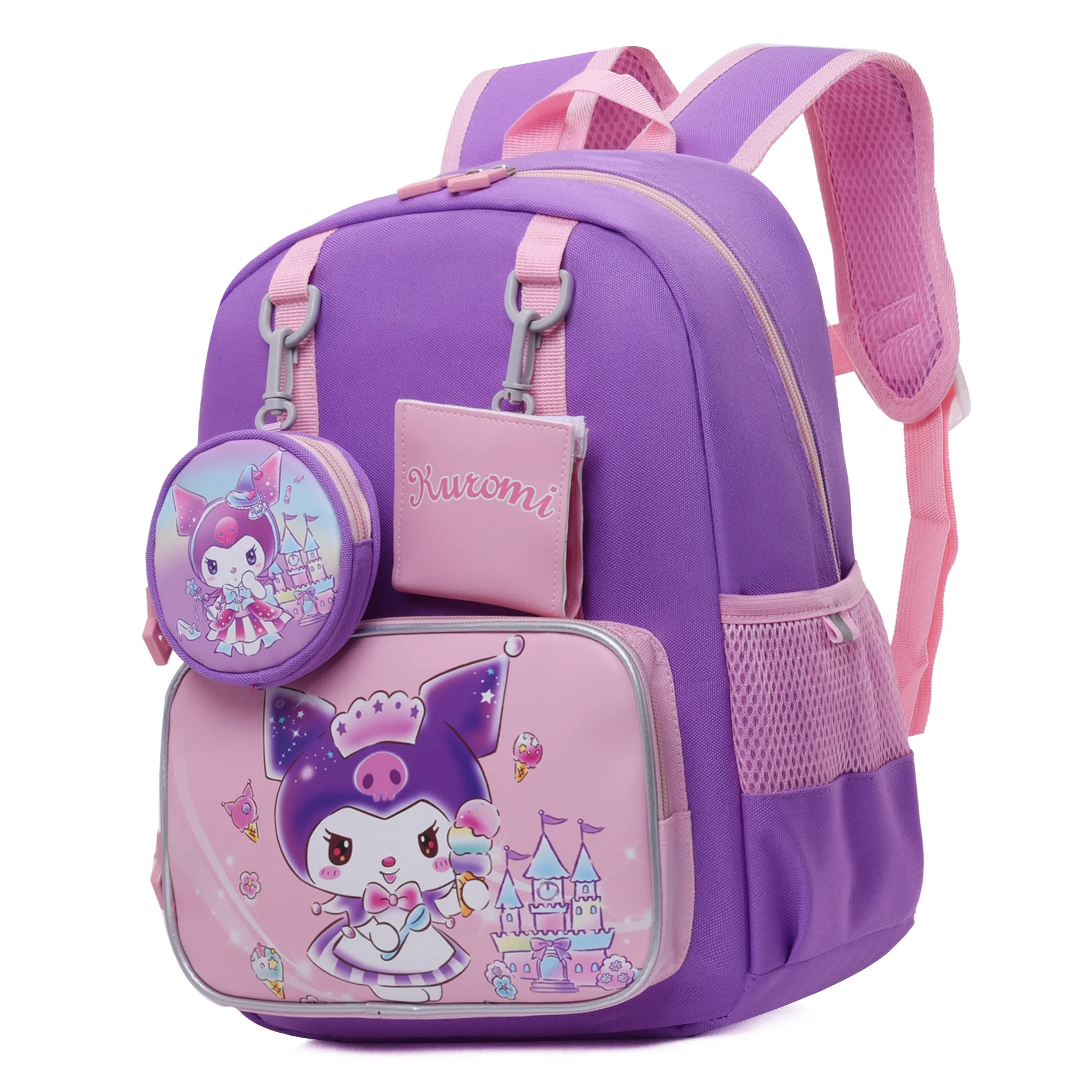 

Kuromi Schoolbag Primary School kids Girls Grades 1-3 Melody Cinnamon hello kitty Backpack Spine Protection Burden Reduction