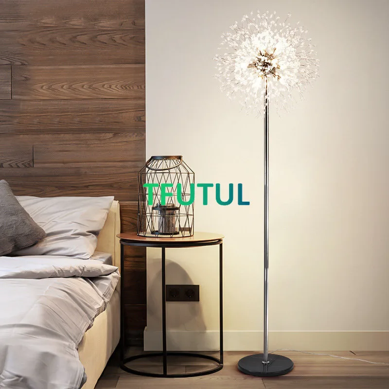 Imagem -05 - Cristal Led Lâmpada de Assoalho Dandelion Standing Light para Sala de Estar Quarto Iluminação Interior Gold Chrome Color Luxo