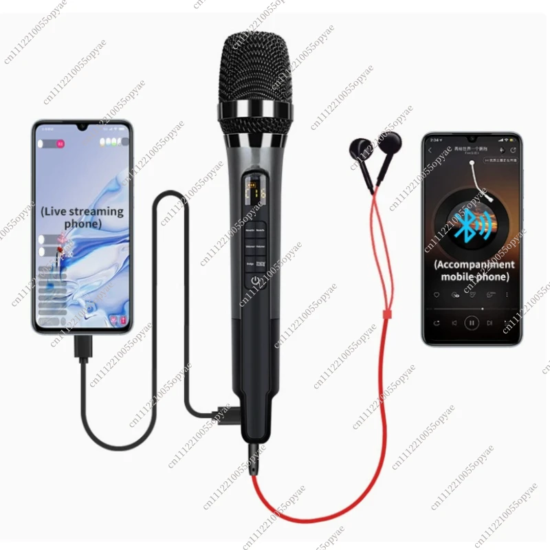 Reverberation Microphone Singing KTV Home and Outdoor Heart-shaped Directional Sound Card Integrated Microphone