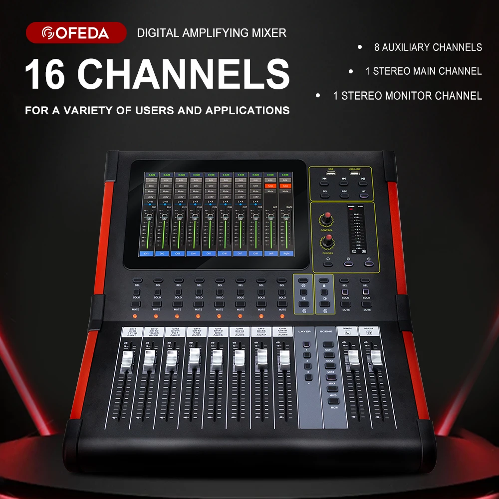 

GMC-DM20 Professional Digital Console Audio Mixer Sound 20 Channel Audio Mixer Sound Mixing Console Electronic Push & Mute but