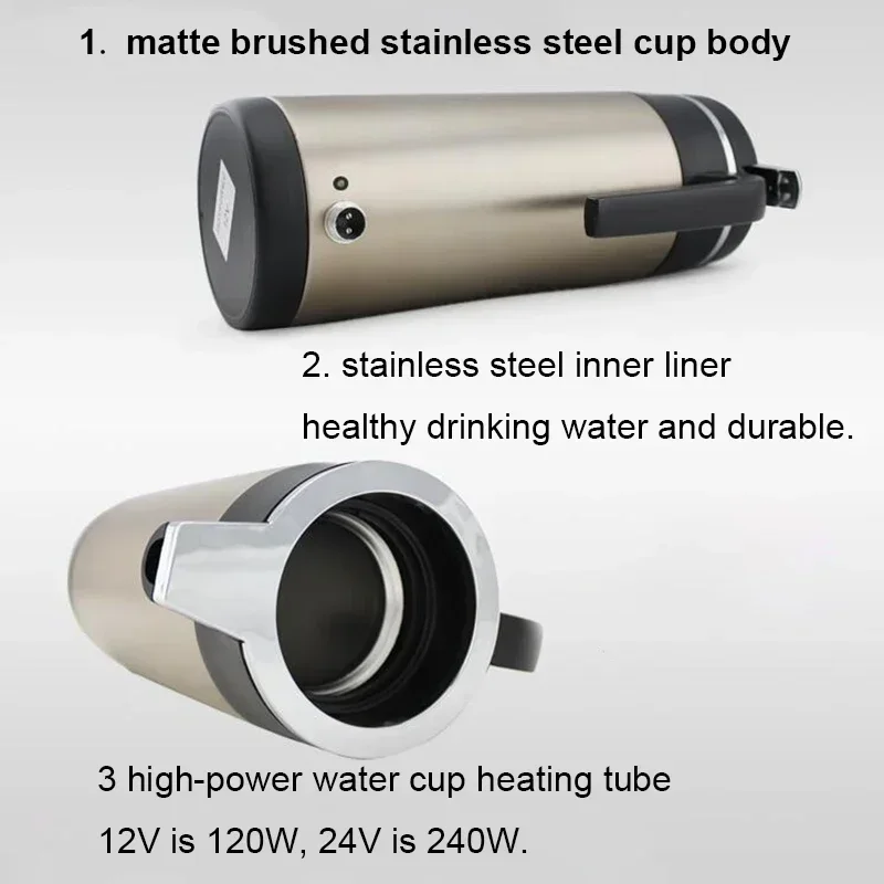 12V/24V veicolo acqua calda bollente bollitore elettrico camion da viaggio isolamento termico tazza di riscaldamento auto teiera caldaia bottiglia 1.2L