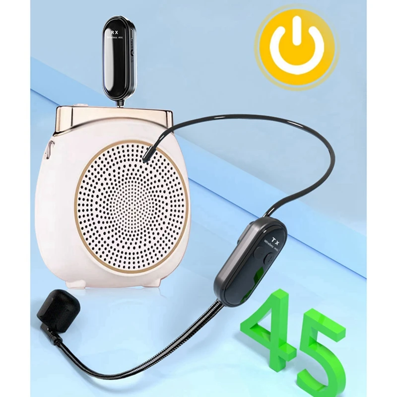 Cuffie con microfono wireless 2.4G a lungo raggio, microfono portatile e indossato dalla testa, modalità doppia per insegnare, istruttori fitness