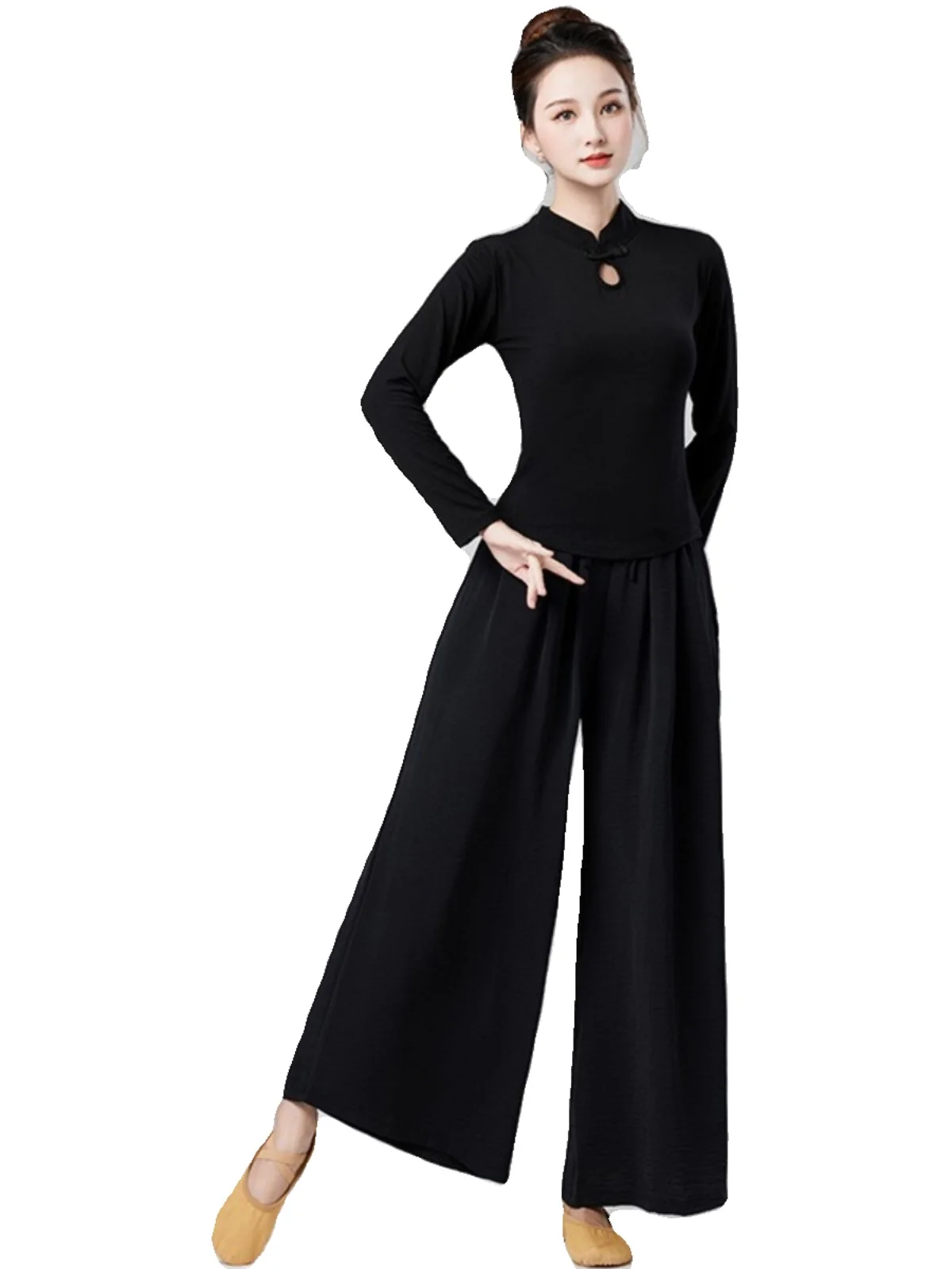 بدلة تدريب للرقص الكلاسيكي وملابس أداء بأكمام طويلة وياقة عالية وتصميم نحيف مع فستان جديد #4