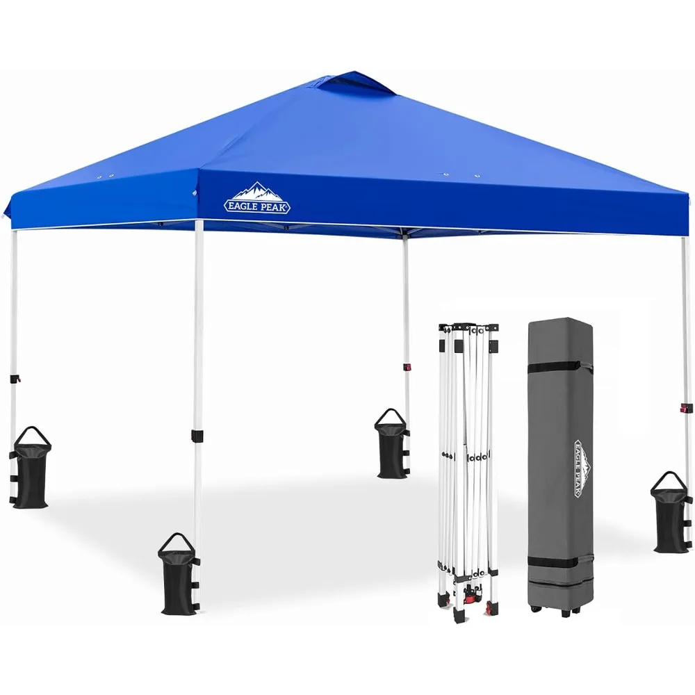 

EAGLE PEAK 10x10 Pop Up Canopy Tent with Carry Bag, 4 Stakes, 4 Ropes, 4 Weight Bags, Easy Set Up Tent Canopy, 100sqft