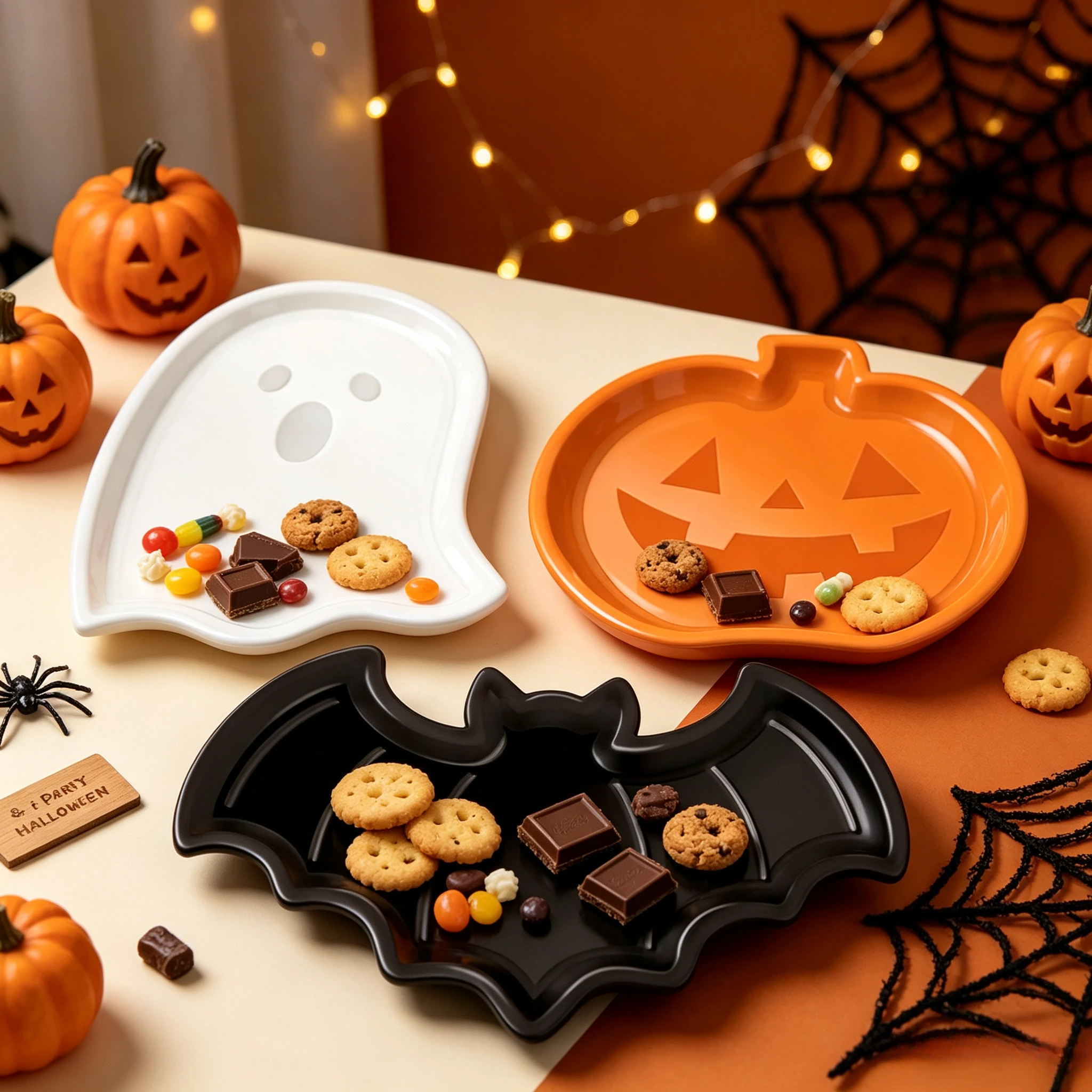 Food Halloween Snacks - 2026 Reusable Halloween Serving Plates Cute