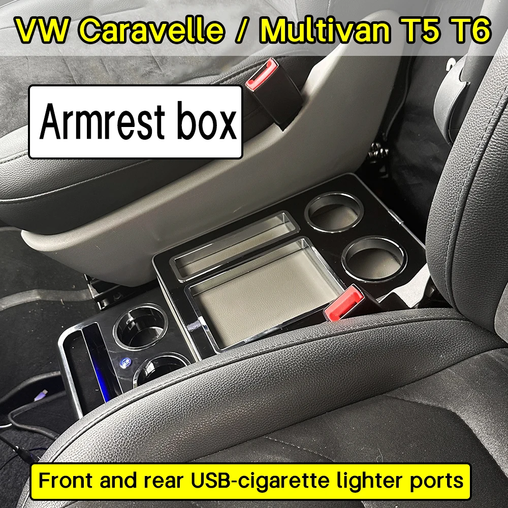 FOR VW Transporter MVP T5 T6 T7 2000-2023 Front seat general business armrest business car with mobile phone wireless charging