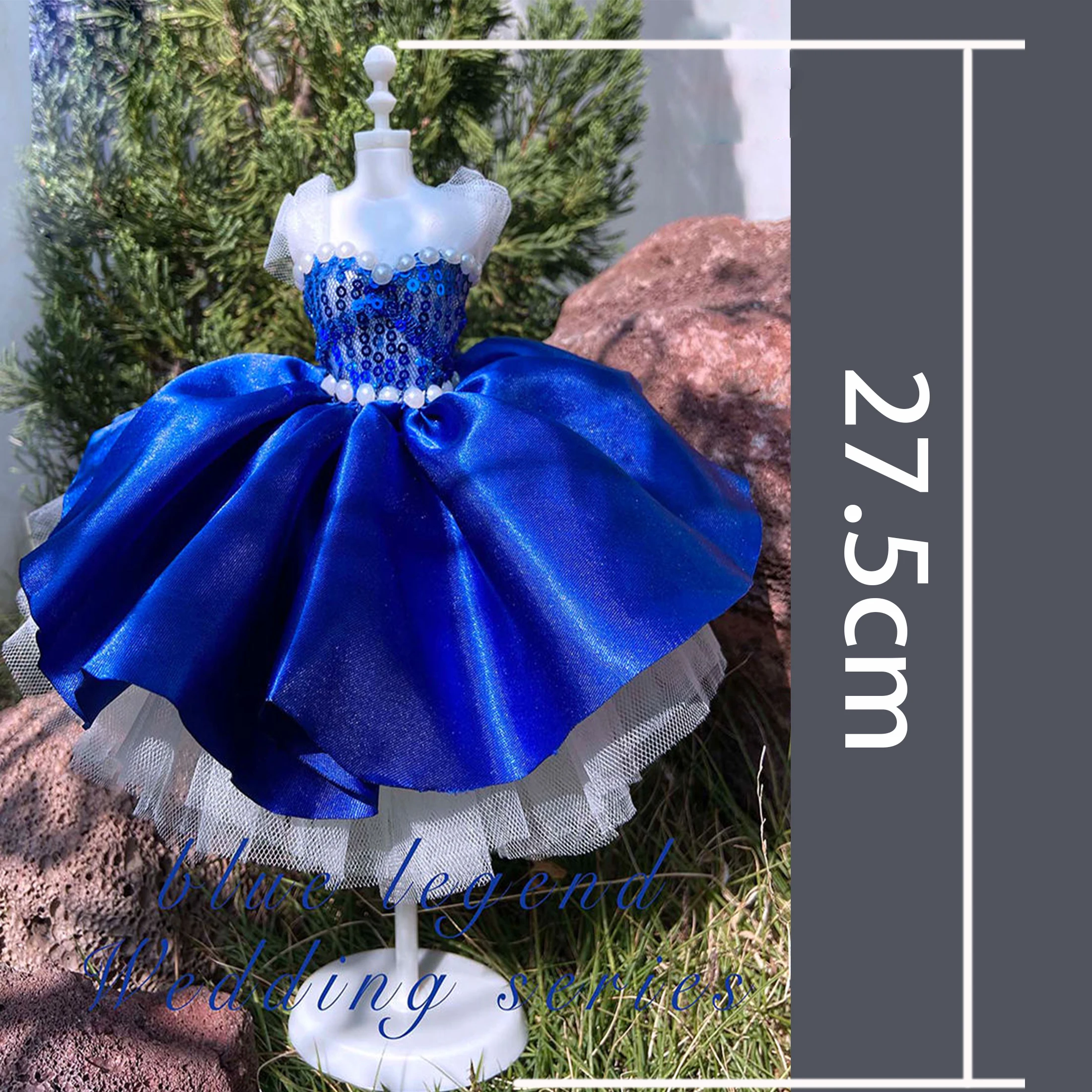 27 cm Handmade DIY Criativo Vestuário Design Material Pacote para Meninas e Crianças, Azul Vestido de Noite Toy Set, 5 peças