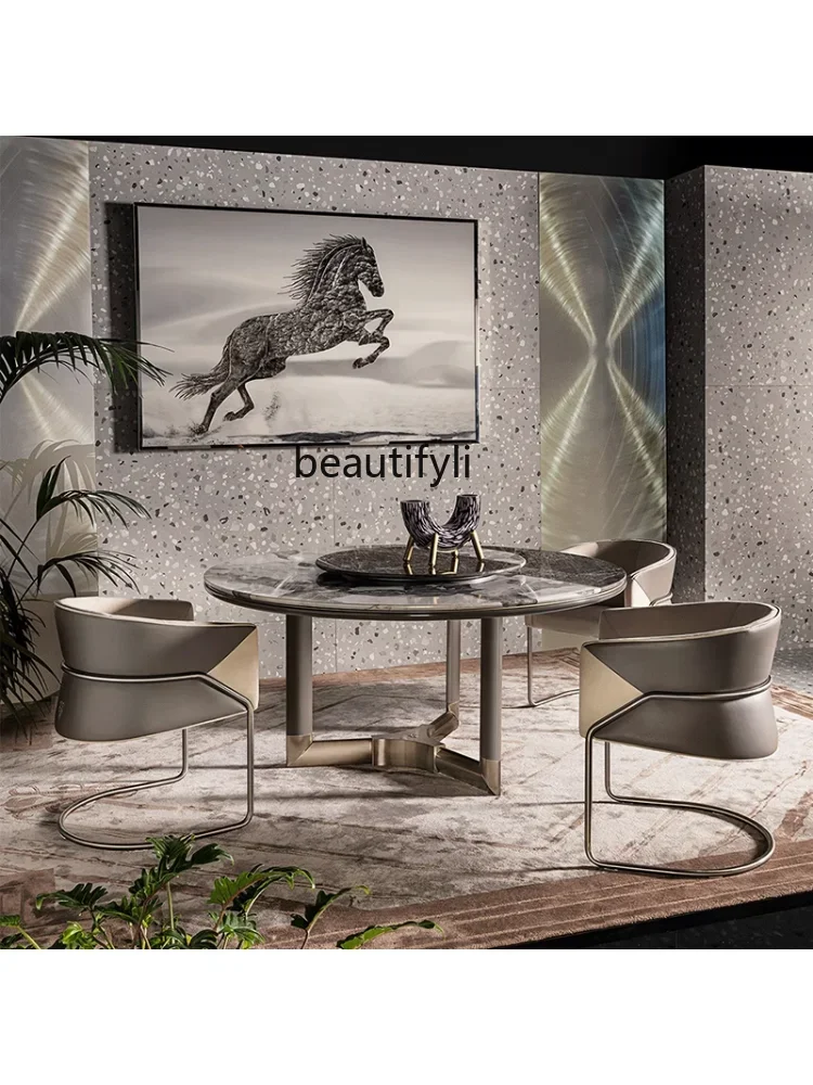 

ss7486 Modern Light Luxury Leather Restaurant Soft Bag Dining Chair Home Modern Simple Stainless Steel Tripod Dining Chair furni