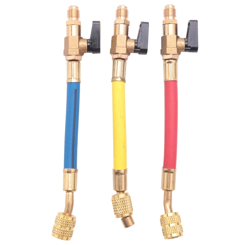 

6Pcs R134A R410A R22 R12 800 Psi Manifold Gauge Set A/C Refrigeration Charging Hose With Ball Valve