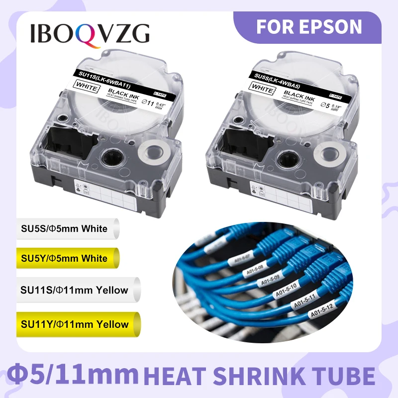 SU5S LK-4WBA5 SU11S LK-6WBA11 Compatible Epson Label Tape Epson Heat Shrink Tape 5/11mm Diameter for Epson Printr LW-400 LW-300