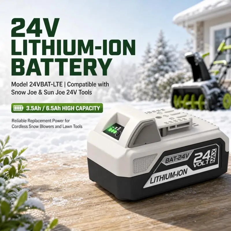 24VBAT-LTE Rechargeable Battery 24V 3.5Ah/6.5Ah For Snow Joe Sun Joe Cordless Snow Blower Power Tool Replacement Battery