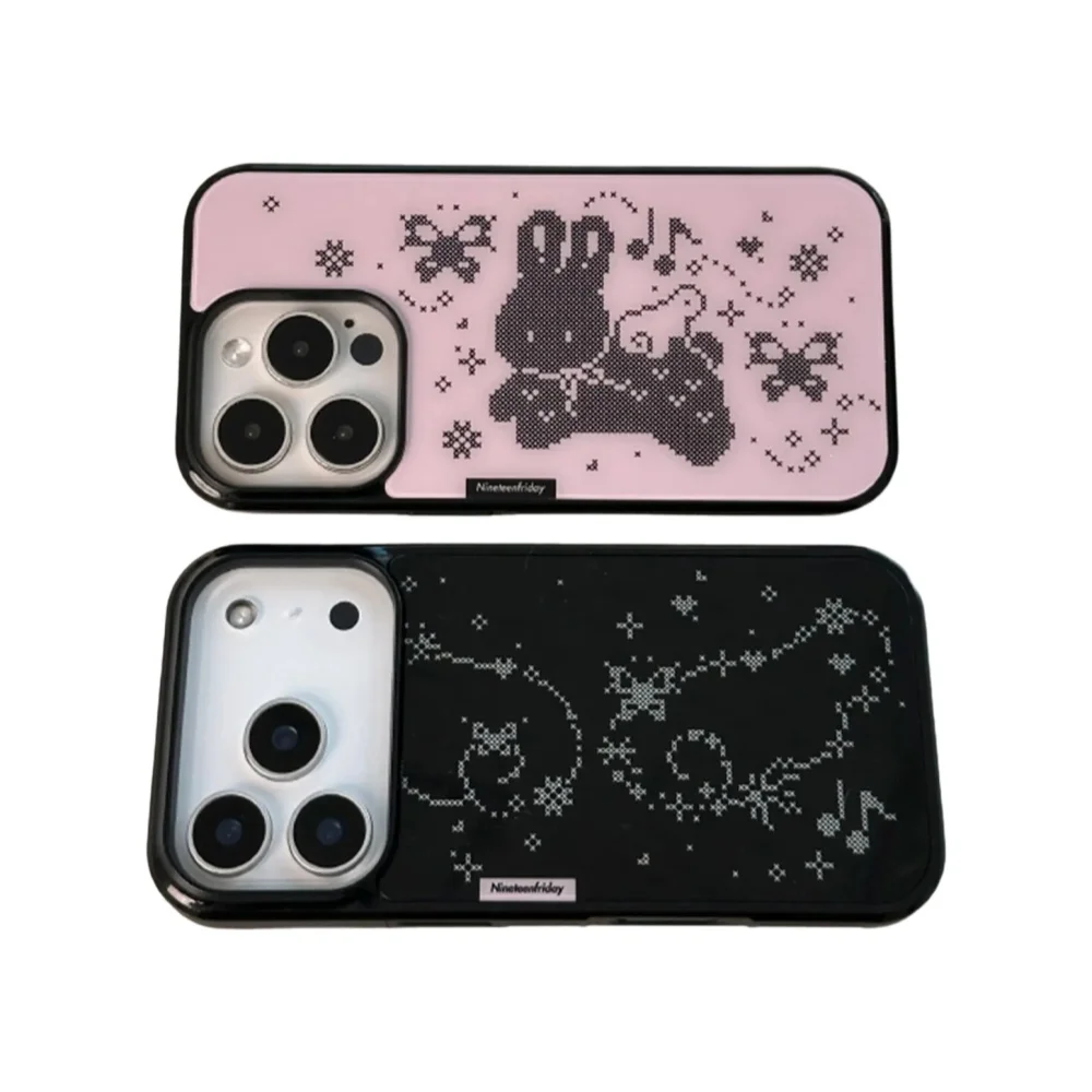 Koreańskie etui na telefon Ins Pixel Rabbit Angel Wings do iPhone 17 Air 16 Pro Max 15 14 Plus 13 12 11, odporne na wstrząsy, silikonowe etui na tył — 2