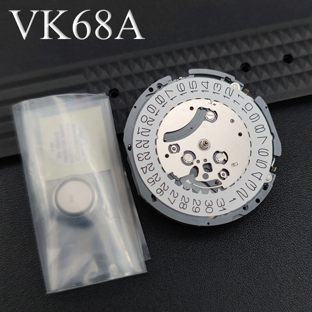 

Оригинальный механизм VK68 VK68A для многофункциональных часов-хронографов, с батарейным питанием, 6 стрелок, малый циферблат 2/6/10H, для модификации часов