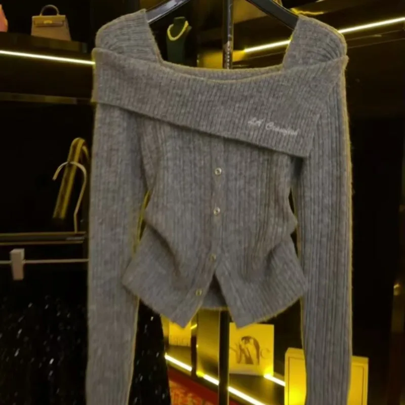 

Faionable Knitted One-oulder Long Sve Square Collar Base irt for Women Autumn Winter Slimming Sli Commute Sle