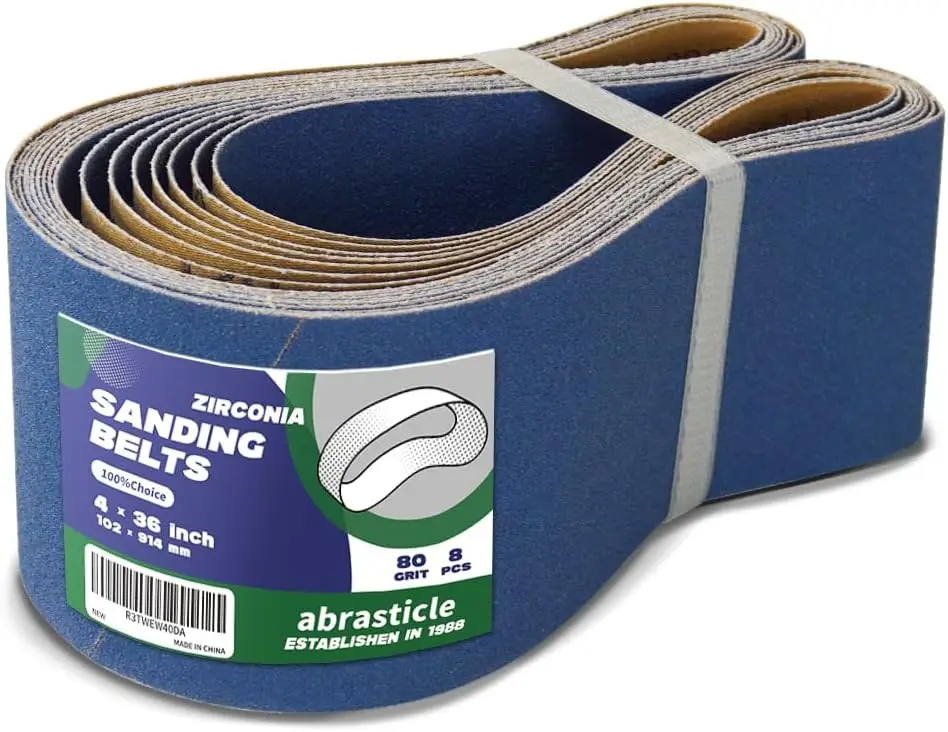 

4x36 Inch Zirconia Sanding Belts for Metal, 8 PCS 80 Grits - Ideal for Knife Sharpening, Polishing, Derusting, Woodworking