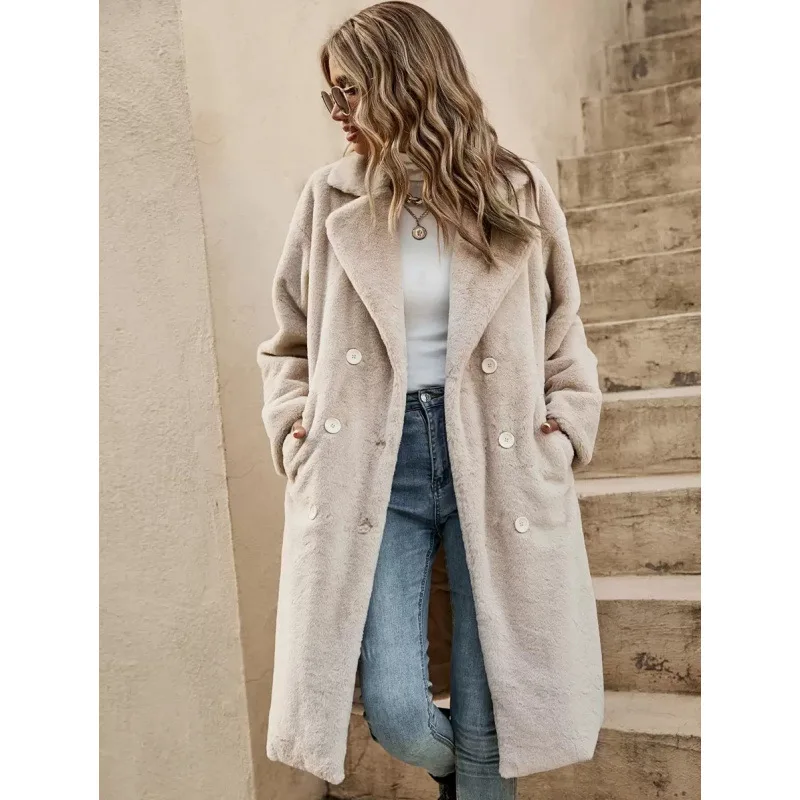 

Длинное пальто из искусственного меха T 23560, женская куртка из искусственной кожи, модная верхняя одежда для весеннего сезона без номера бренда